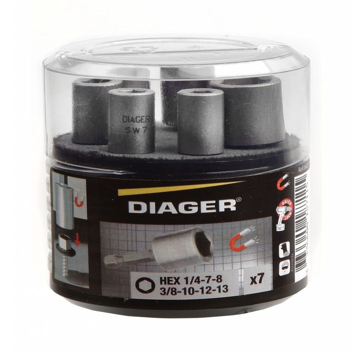 Kit de 7 douilles magnétiques STD attachement hexagonal - U602 DIAGER