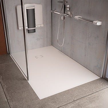 Receveur de douche extra plat 160 x 90 cm effet pierre blanc ONYX EXCLUSIF - AKW