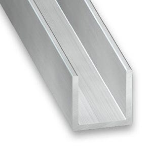 Profilé en U aluminium brut 20 x 20 x 20 x 1,5 mm INT.17 mm L.250 cm