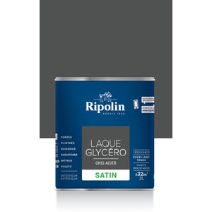 Peinture intérieure et extérieure multi-supports glycéro satin gris acier 2 L - RIPOLIN