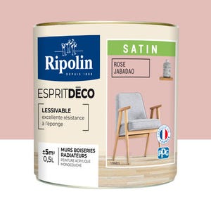 Peinture intérieure multi-supports acrylique satin rose jabadao 0,5 L Esprit déco - RIPOLIN
