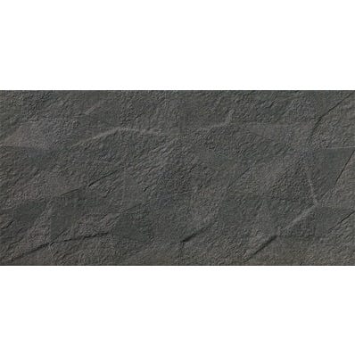 Faïence décor anthracite l.29 x L.59 cm Lave rock