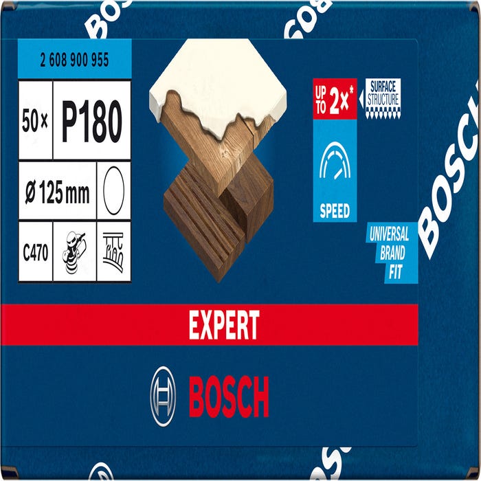 50 Disques abrasifs 125mm G180 - C470 Expert BOSCH  