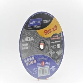 Lot de 3 disques inox Diam.230 x 1,9 mm - NORTON