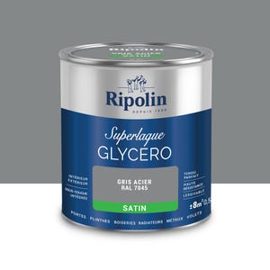 Peinture intérieure et extérieure multi-supports glycéro satin gris acier 0,5 L - RIPOLIN
