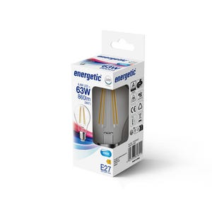 Ampoule fil transparent E27 A60 4000K 860Lm