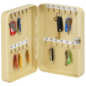 Armoire à clés 24 crochets beige + 2 clés