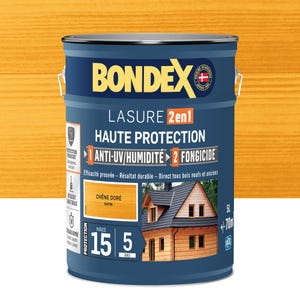 Lasure 2en1 anti UV/humidité et fongicide 5 ans chêne doré 5 L - BONDEX