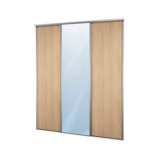 Porte de placard coulissante - 1 Vantail décor Frêne Blanc 10x900x2500mm