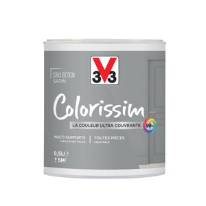 Peinture intérieure multi-supports acrylique satin gris béton 0,5 L - V33 COLORISSIM