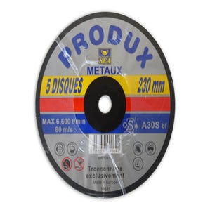 5 disques à tronçonner métal Diam.230 x 3,2 mm - SEA
