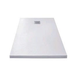 Receveur extra plat à poser ou à encastrer écoulement décentré en résine blanc l.120 x L.90 cm