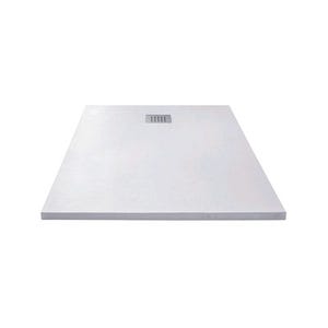 Receveur extra plat à poser ou à encastrer écoulement décentré en résine blanc l.120 x L.90 cm