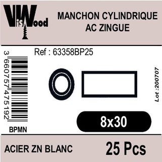 Manchons cylindrique ZG M8X30 25 pièces - VISWOOD