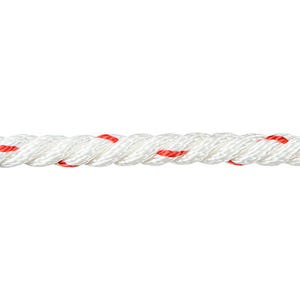 Corde cablée polypropylène blanc/rouge 8 mm Long.1 m