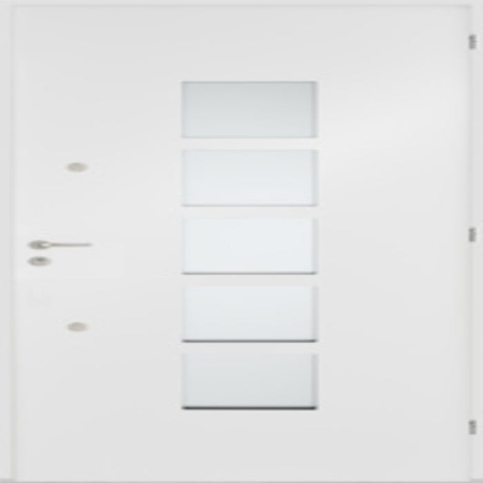 Porte d'entrée aluminium blanche poussant gauche H.215 x l.90 cm Fuji