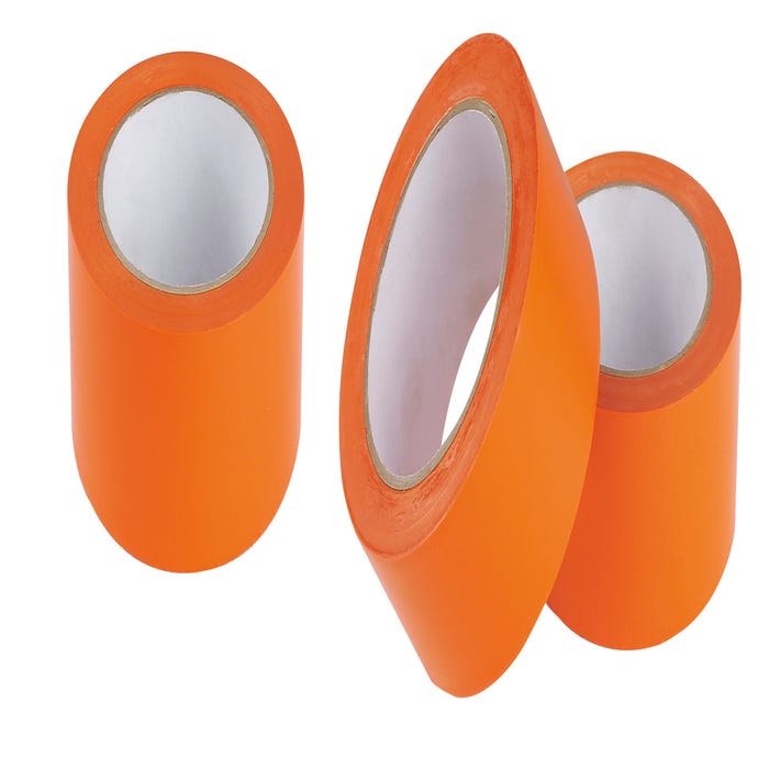 Lot de 3 rouleaux d'adhésifs PVC imperméable orange l.50 mm x L.33 m
