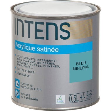 Peinture intérieure multi-supports acrylique monocouche satin bleu minéral 0,5 L - INTENS