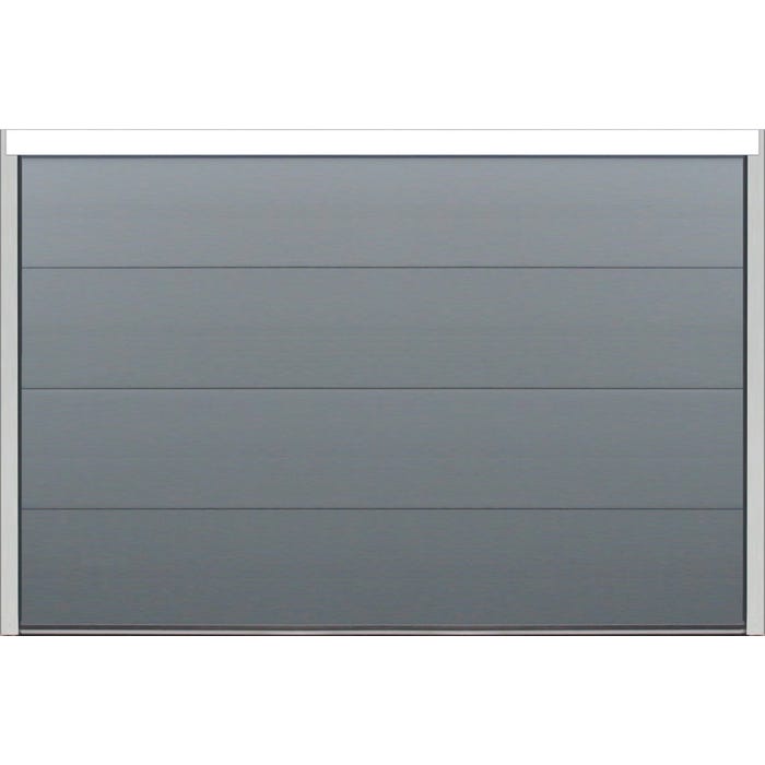 Porte de garage sectionnelle grise polygrain motorisée l.300 x H.200 cm x Ep.40 mm