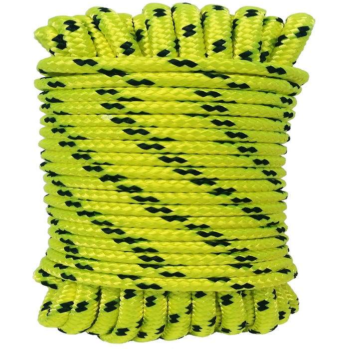 Corde tréssée polyester jaune 6 mm Long.5 m