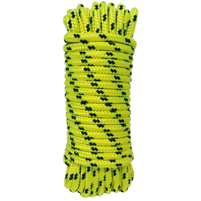 Corde tréssée polyester jaune 6 mm Long.5 m