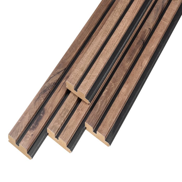 Tasseaux bois décoratifs chêne fonçé/noir 260 x 9,5 cm X4