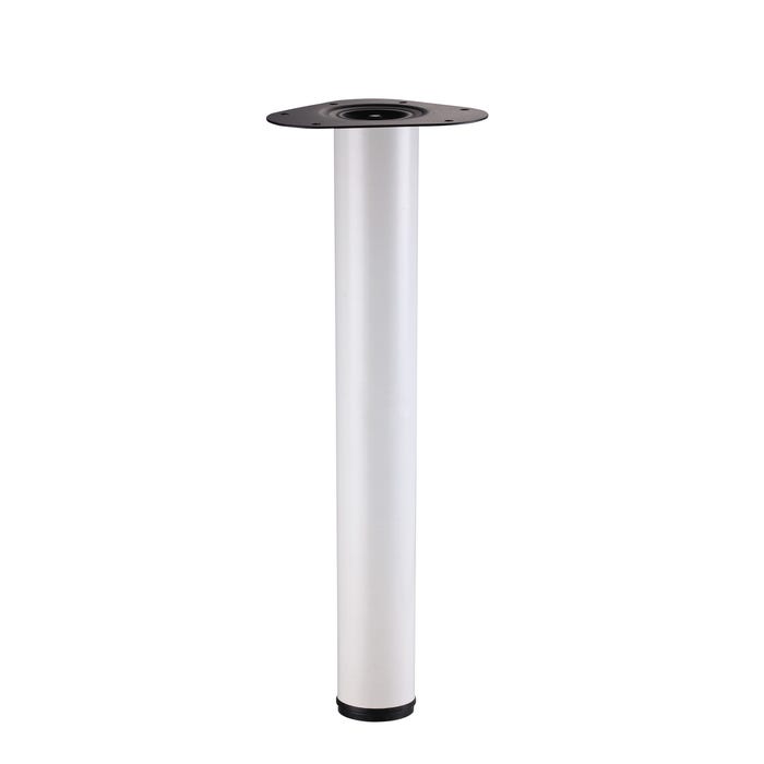 Pied de table rond en acier télescopique H.70 à 72 cm Diam.6 cm blanc