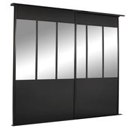 Pack double porte de placard Atelier noire et verrière miroir H.2500 x L.1200 mm