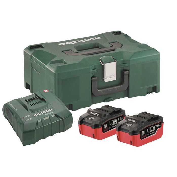 Pack 2 batteries 18V 8Ah LiHD + chargeur ultra rapide ASC145 en coffret Metaloc - 685131000 METABO