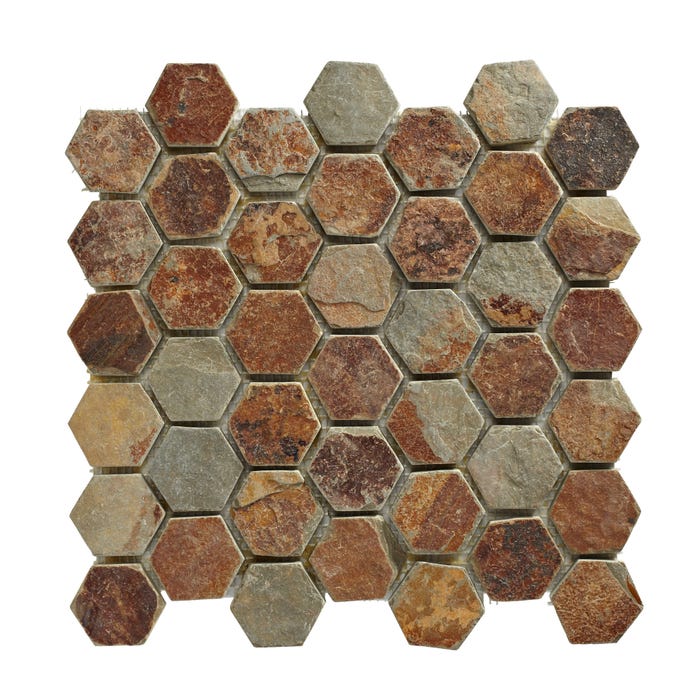 Mosaïque pierre naturelle multicolor hexagone