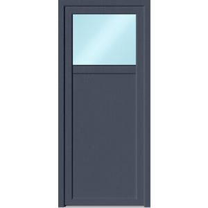 Porte de service PVC 1/4 vitrée Bicolor poussant droit H.200 x l.80 cm