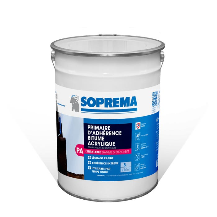 Primaire d'adhérence bitume acrylique pour étanchéité bitumineuse 5L - SOPREMA