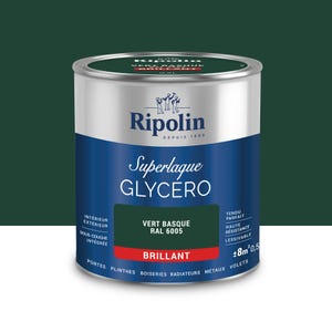 Peinture intérieure et extérieure multi-supports glycéro brillant vert basque 0,5 L - RIPOLIN