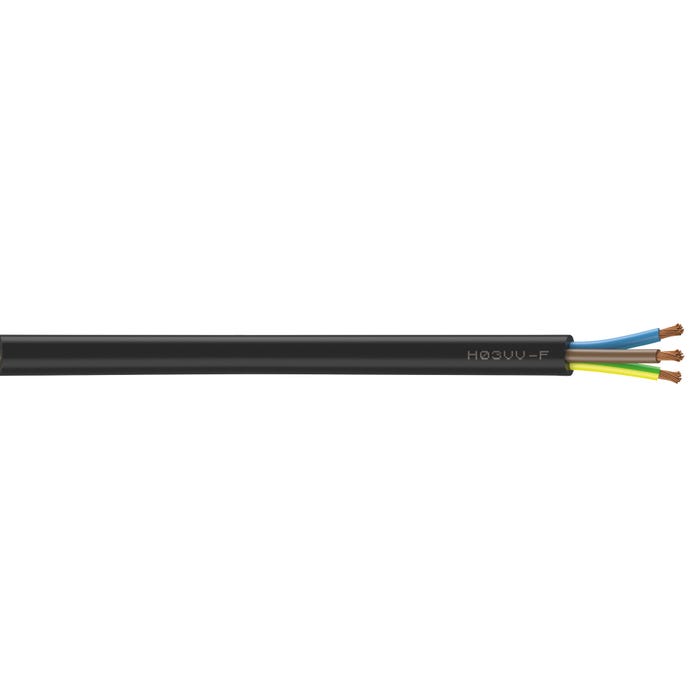 Cable électrique HO3VVF 3G 0,75 mm² noir 10 m - NEXANS FRANCE 