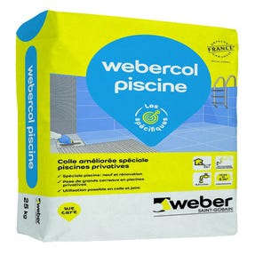 Colle carrelage spéciale piscine C2ET gris 25 kg Webercol - WEBER