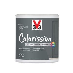 Peinture intérieure multi-supports acrylique satin gris ardoise 0,5 L - V33 COLORISSIM