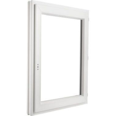Fenêtre PVC H.45 x l.60 cm ouvrant à la française 1 vantail tirant droit blanc