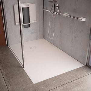 Receveur de douche extra plat 90 x 90 cm effet pierre blanc ONYX EXCLUSIF - AKW