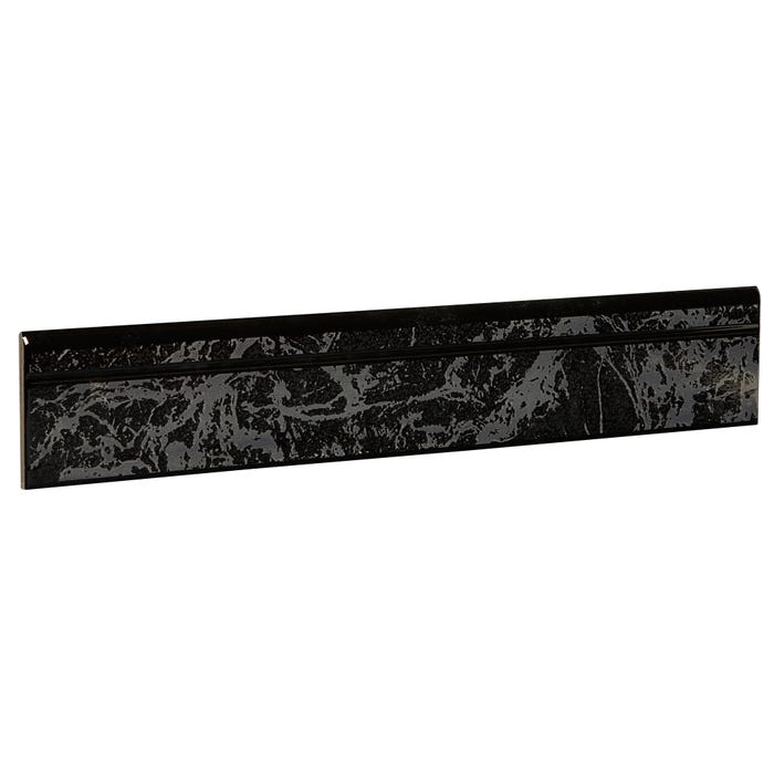 Plinthe carrelage effet marbre H.8 x L.45 cm - Ubeda noir (lot de 6)