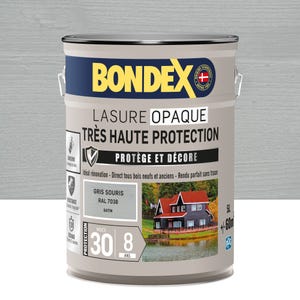 Lasure opaque très haute protection 8 ans gris souris 5 L - BONDEX