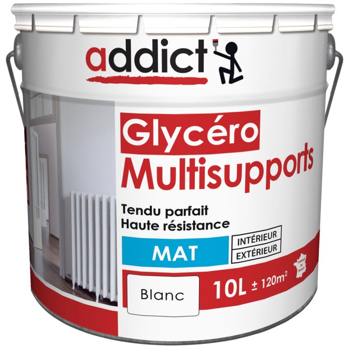Peinture intérieure et extérieure multi-supports glycéro mat blanc 10 L - ADDICT