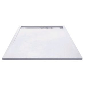 Receveur extra plat à poser ou à encastrer écoulement caniveau en résine blanc l.160 x L.90 cm