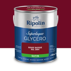 Peinture intérieure et extérieure multi-supports glycéro satin rouge basque 2 L - RIPOLIN
