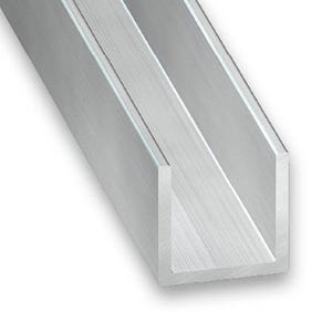 Profilé en U aluminium brut 15 x 15 x 15 x 1,5 mm INT.12 mm L.250 cm