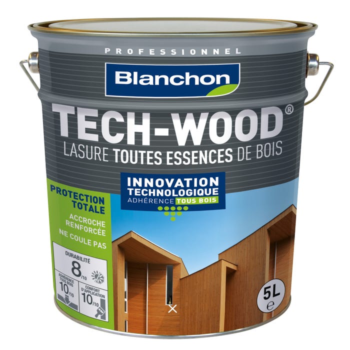Lasure bois extérieurs verticaux chene rustique 5 L Tech-Wood® - BLANCHON