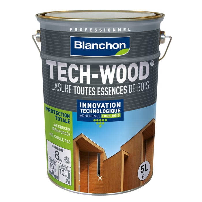 Lasure bois extérieurs verticaux chene rustique 5 L Tech-Wood® - BLANCHON