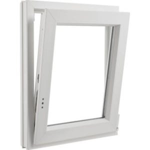 Fenêtre PVC H.75 x l.80 cm oscillo-battant 1 vantail tirant droit blanc