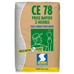 Colle-enduit pour joint CE78 rapide 2h sac de 25 kg - SEMIN