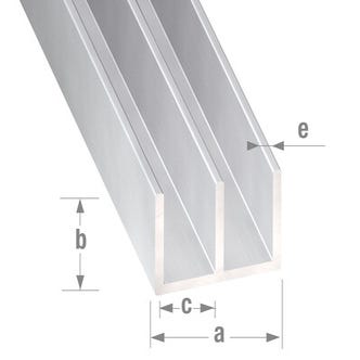 Profilé double U aluminium  incolore 10x16x1,3mm int.6 mm L. 200 cm - CQFD