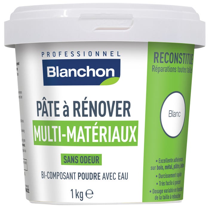 Pâte à rénover multi-matériaux bi-composant blanc 1 kg - BLANCHON